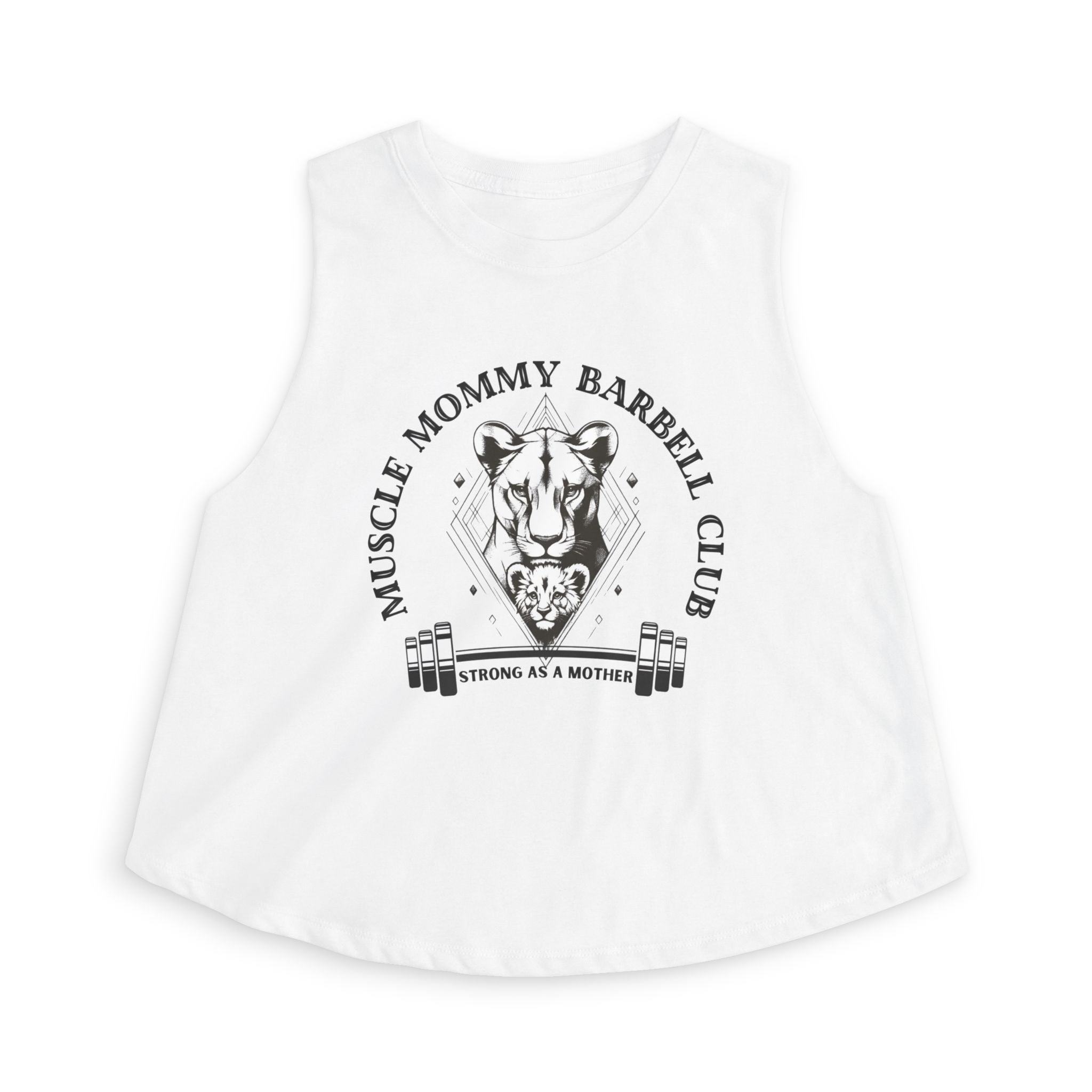 Muscle Mommy Barbell Club Crop Top | Strong As A Mother, Lion Weightlifting